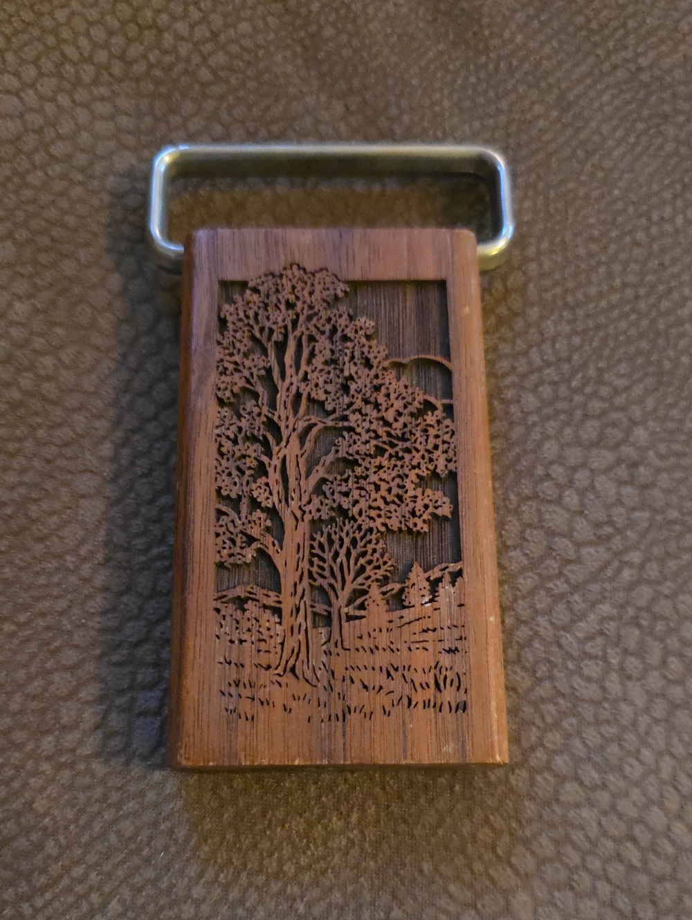 Lasercraft Cork Puller Solid Walnut Engraved with Tree Design: Mid- Century